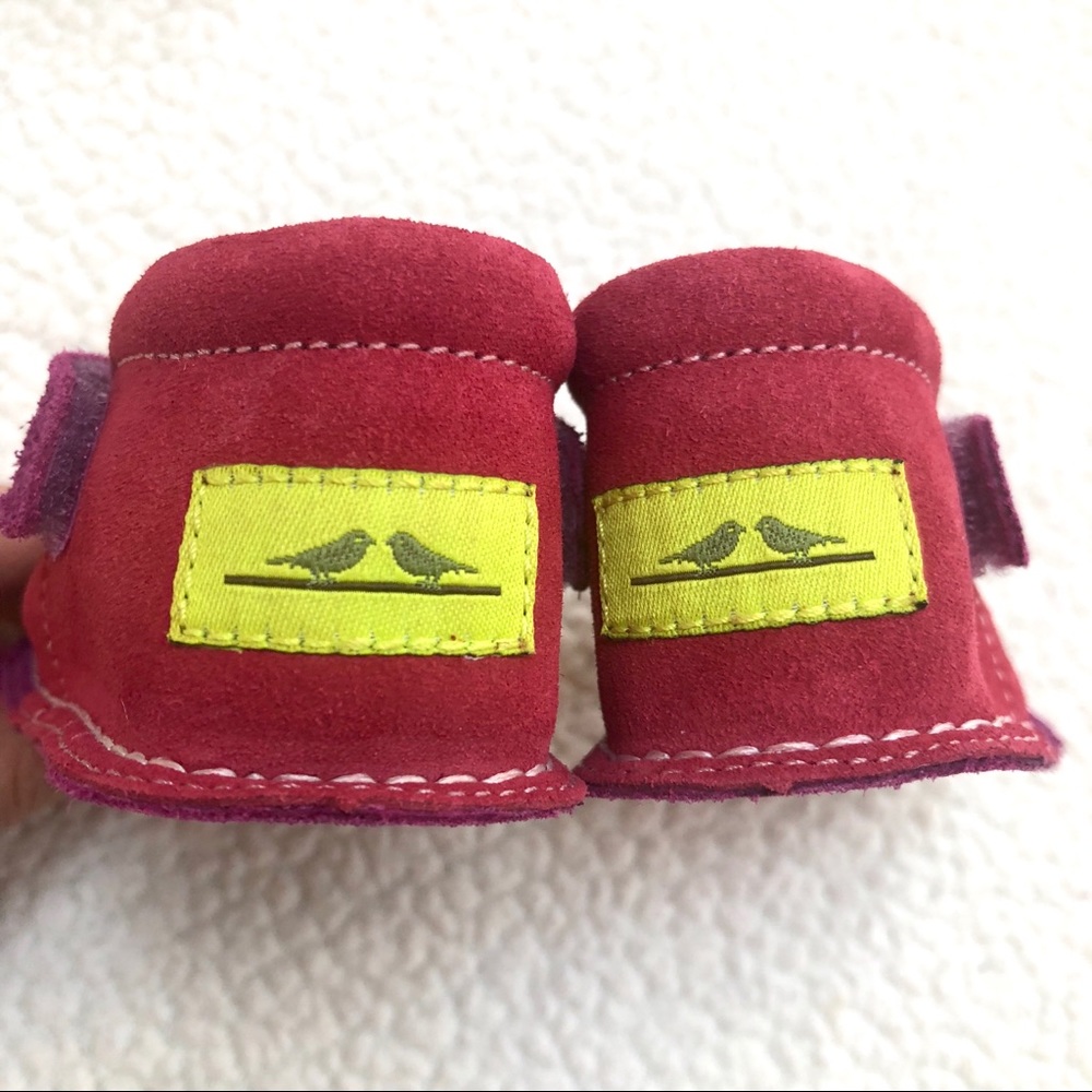 Pipit Suede Flower Fuchsia Strawberry Baby Shoes 4 - Picture 6 of 12